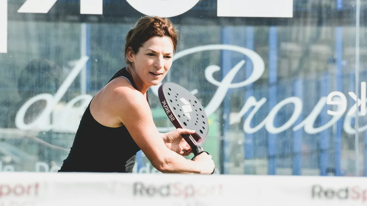 Competitive padel match in action